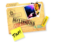 a folder with a picture of a man and a note on it