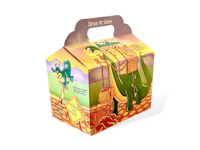 a box with an image of a dinosaur on it