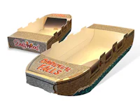 a cardboard box with a boat on it
