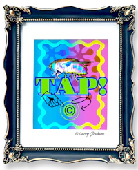 a blue frame with the word tap on it