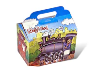 a box with a picture of a train on it