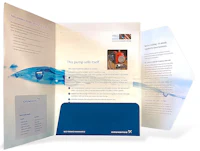 a brochure with an image of a water pump