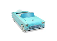 a blue paper car is shown on a white background