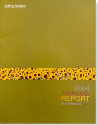 the cover of a report with sunflowers on it
