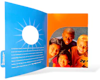 a photo of a group of children with a sun in the background