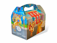 a cardboard box with a cartoon character on it